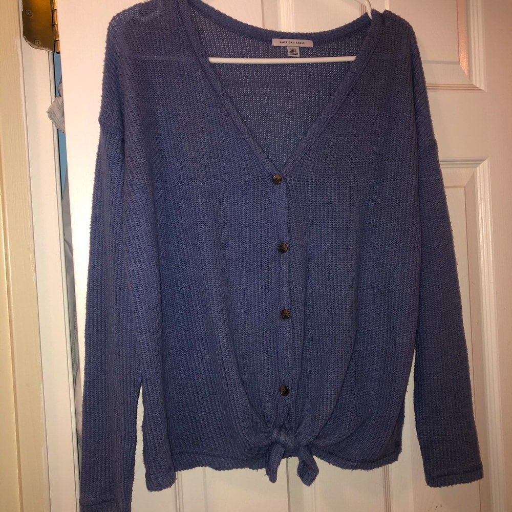 Tie front long sleeve sweater top